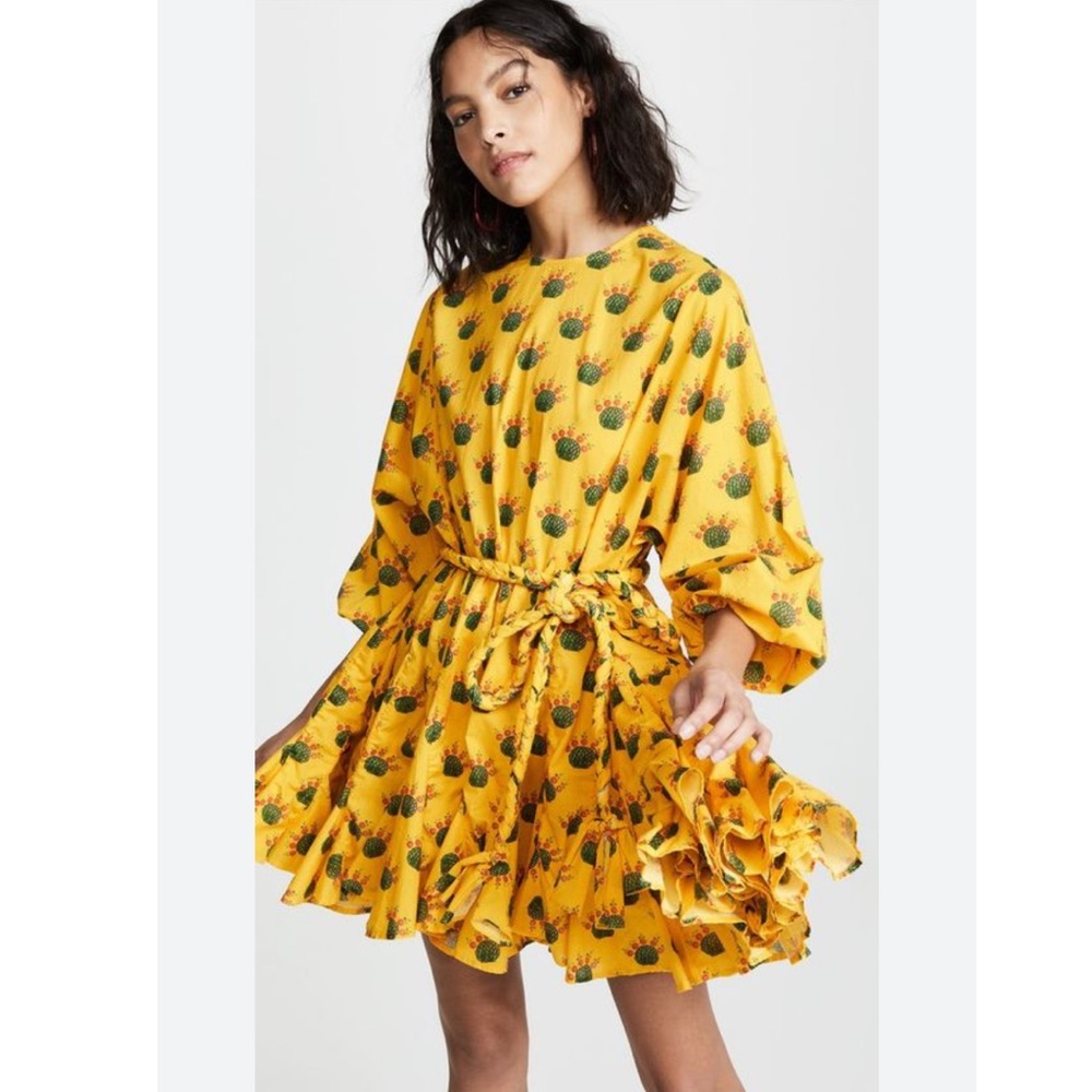 Rhode Dress Ella Fit & Flare Mini Braided Belt in Yellow Cactus